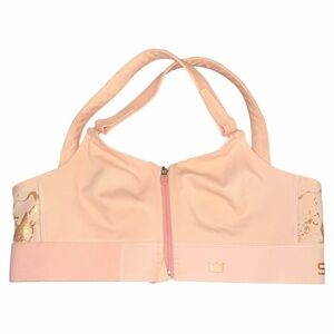 SHEFIT Light Peach Front-Closure Sports Bra with Gold Detail Medium